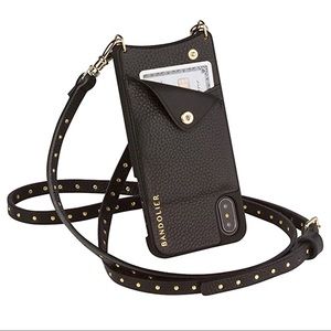 Bandolier pebbled leather crossbody phone case